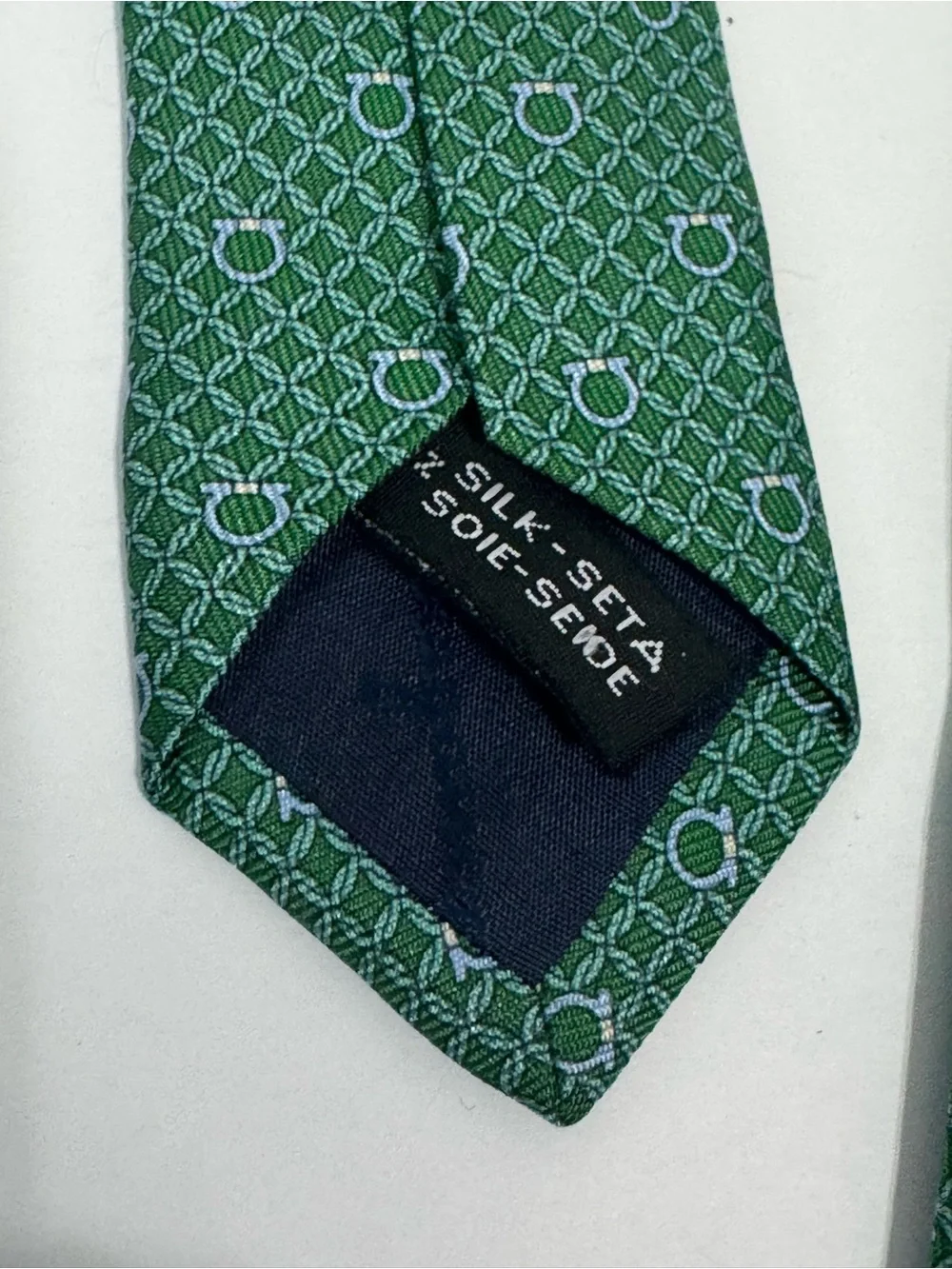Salvatore Ferragamo Emerald Green Geometric Silk Tie